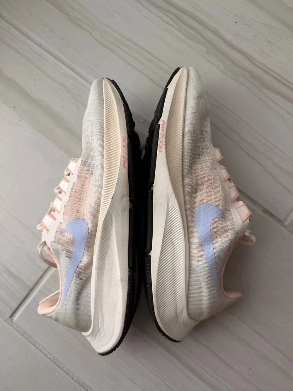 Nike Women’s Pegasus 38 Athletic Shoes in Light Pink with Hot Pink Swoosh